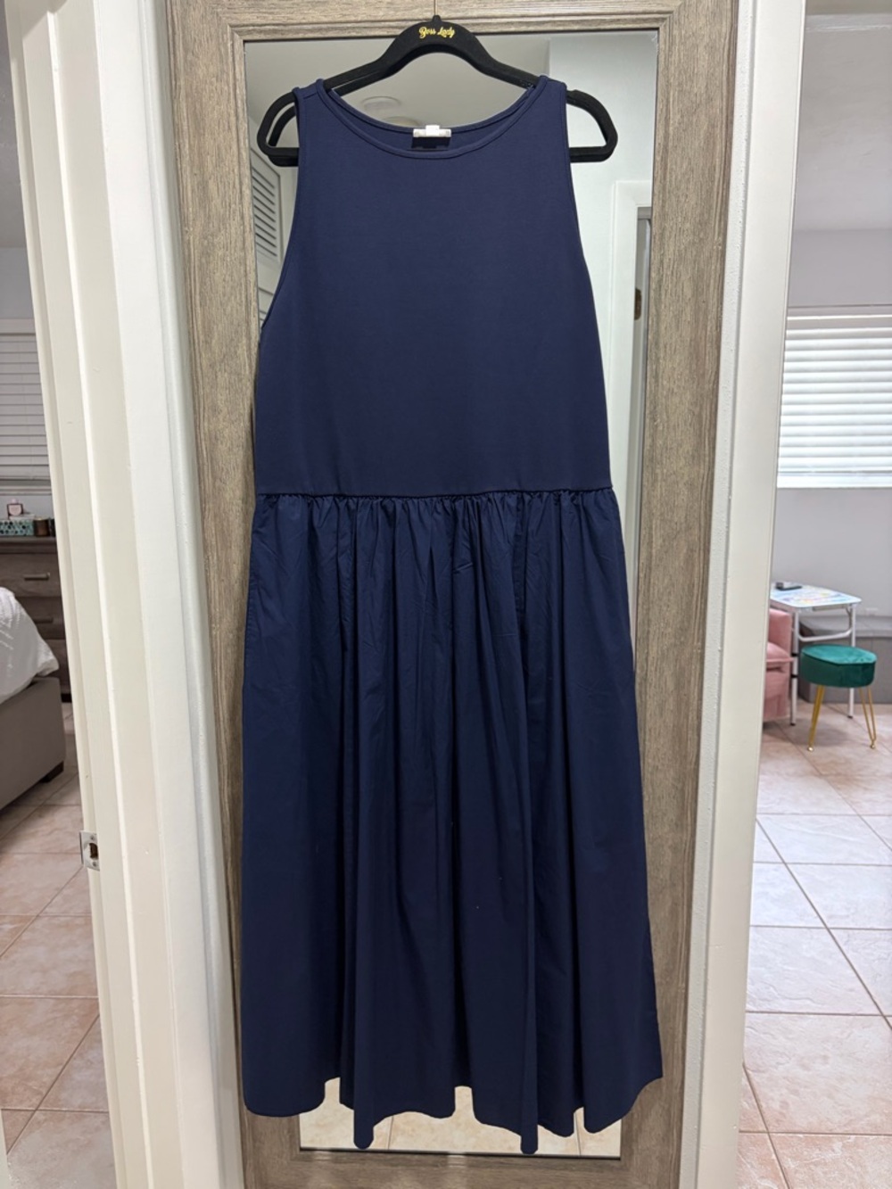 Amazon the drop navy mixed media maxi dress